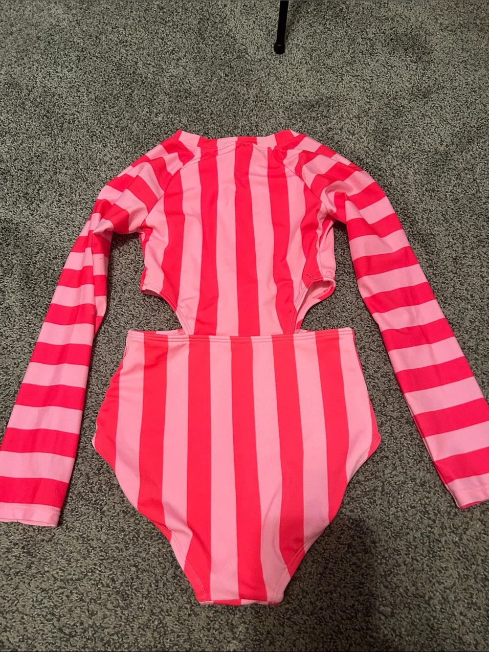 Cat & Jack Pink Striped Long-Sleeve One-Piece Swimsuit